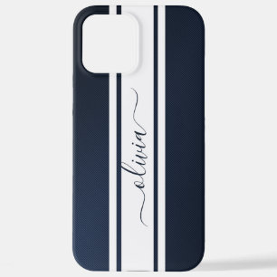 Funda Para iPhone 12 Pro Max Rayas de carreras modernas y elegantes monogramada