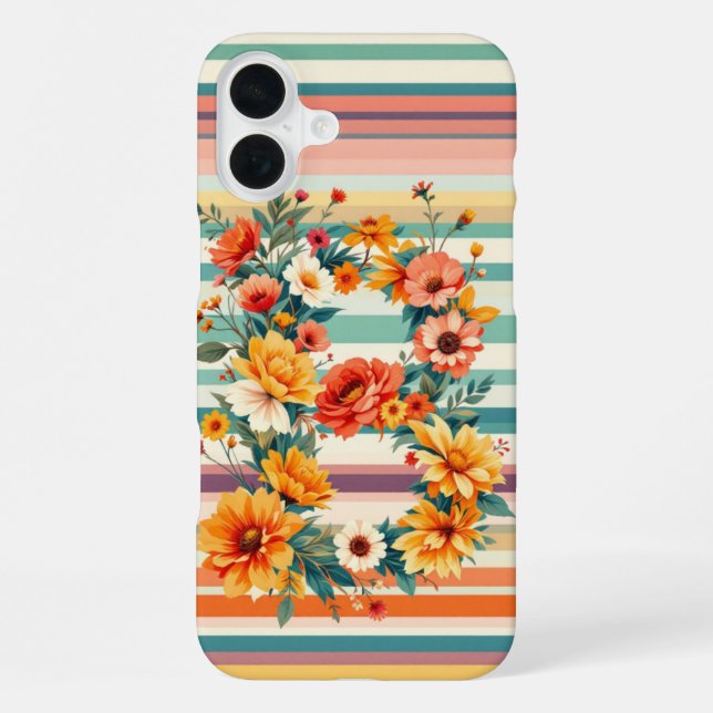 Funda Para iPhone Rayas de Flor Retro (B) (Reverso )