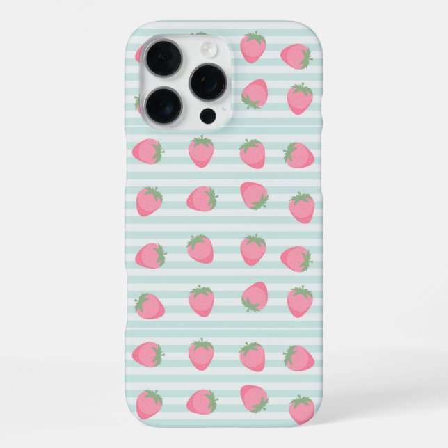Funda Para iPhone Rayas de Fresa Rosadas (Reverso )