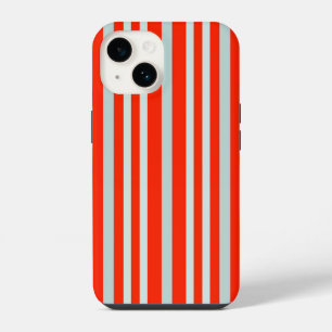 Funda Para iPhone 14 Rayas de línea gris verdosa grisácea sobre rojo 