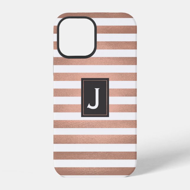 Funda Para iPhone Rayas de oro rosa  (Reverso )