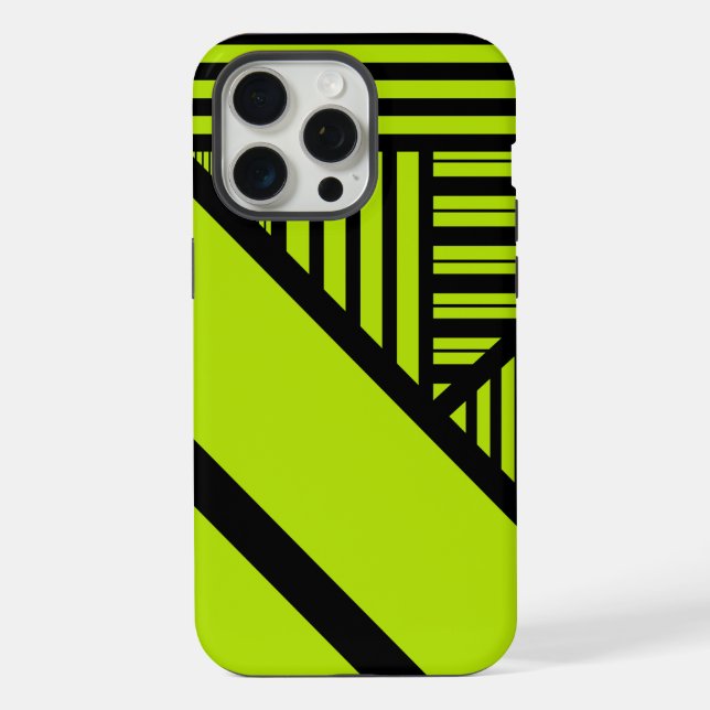 Funda Para iPhone Rayas de Triángulo - Verde Lima (Reverso )