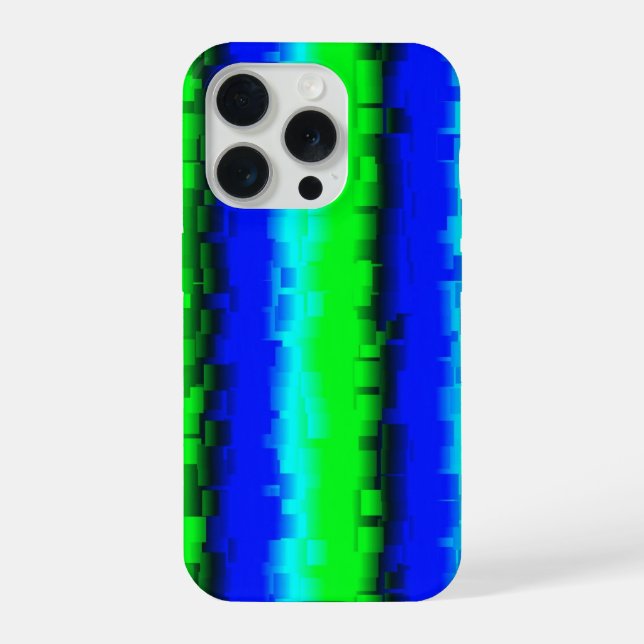 Funda Para iPhone Rayas de vidrio roto azul verdoso (Reverso )