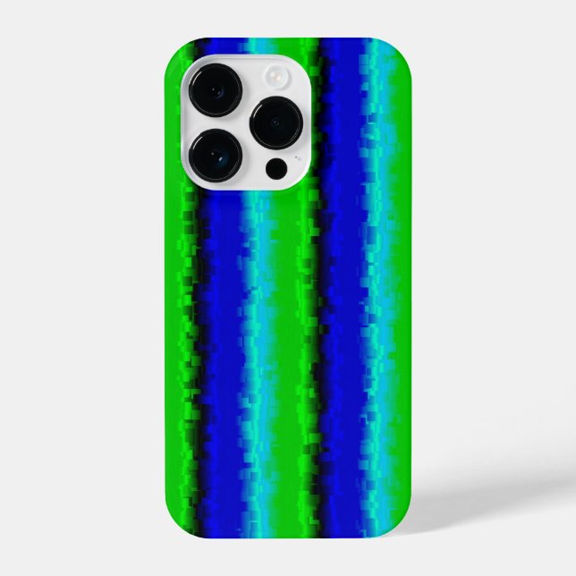 Funda Para iPhone Rayas de vidrio roto verde azul (Reverso )