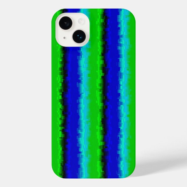 Funda Para iPhone Rayas de vidrio roto verde azul (Reverso )