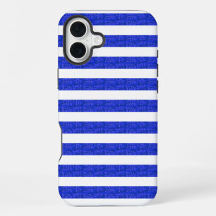 Funda Para iPhone 16 Plus Rayas Geométricas Azules Chic