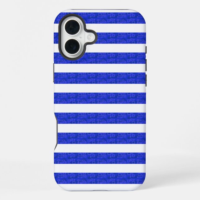 Funda Para iPhone Rayas Geométricas Azules Chic (Reverso )