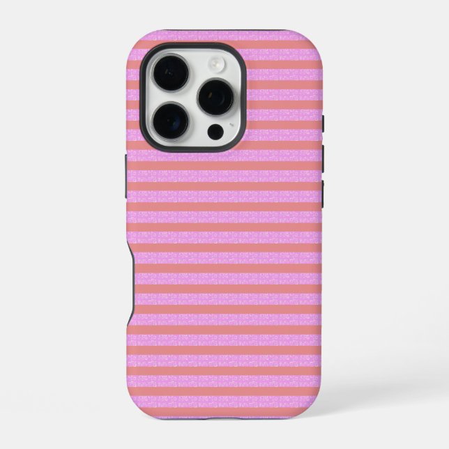 Funda Para iPhone Rayas geométricas rosadas (Reverso )