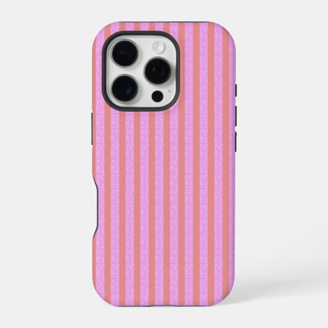 Funda Para iPhone Rayas Geométricas Rosadas (Reverso )
