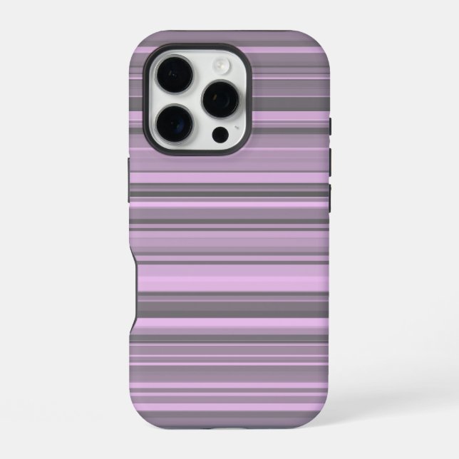 Funda Para iPhone Rayas grises moradas (Reverso )