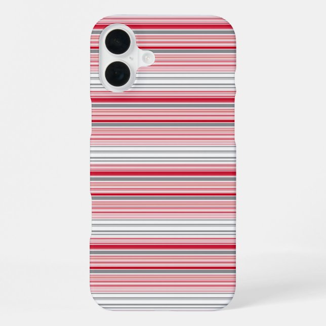 Funda Para iPhone Rayas grises rojas lindas (Reverso )