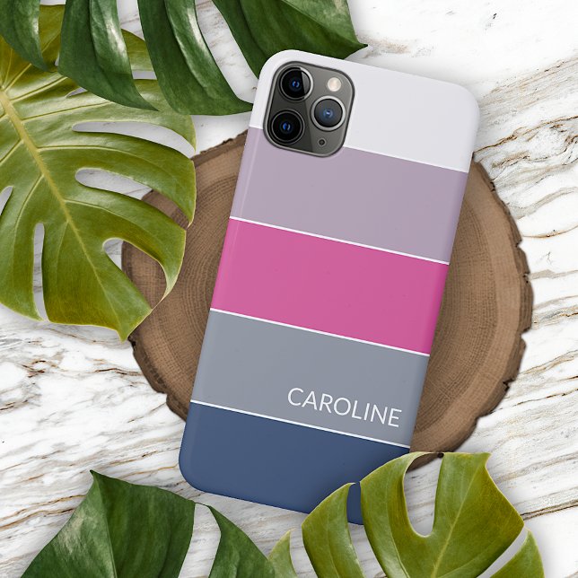 Funda Para iPhone Rayas grises rosadas rosadas y violetas de lavanda (Subido por el creador)