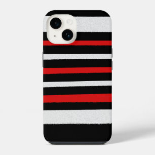 Funda Para iPhone 14 Rayas Negras Blancas Rojas Patrones Simples Genial