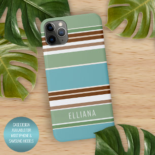 Funda Para iPhone 16 Pro Max Rayas personalizadas azul turquesa verde salvia ma