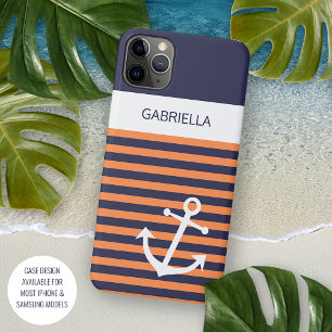 Funda Para iPhone 16 Pro Max Rayas personalizadas de color azul oscuro de la ma