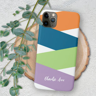Funda Para iPhone 16 Pro Max Rayas personalizadas de color púrpura, azul teal,