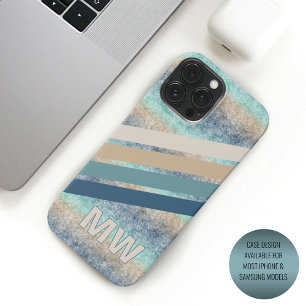 Funda Para iPhone 16 Pro Max Rayas Retro Marrón Azul Verde Botella Personalizad