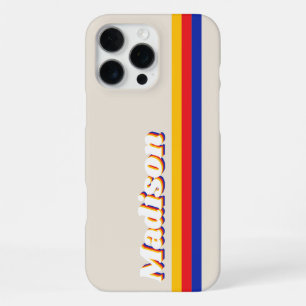 Funda Para iPhone 16 Pro Max Rayas Retro Monograma