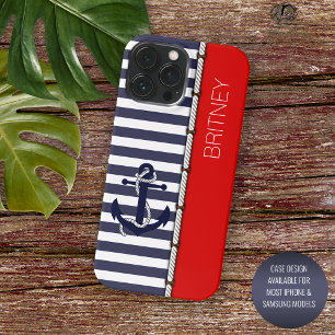 Funda Para iPhone 16 Pro Max Rayas rojas blancas y azules oscuras personalizada