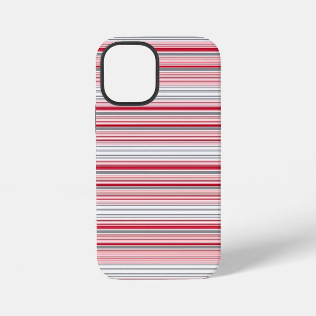 Funda Para iPhone Rayas rojas grises lindas (Reverso )