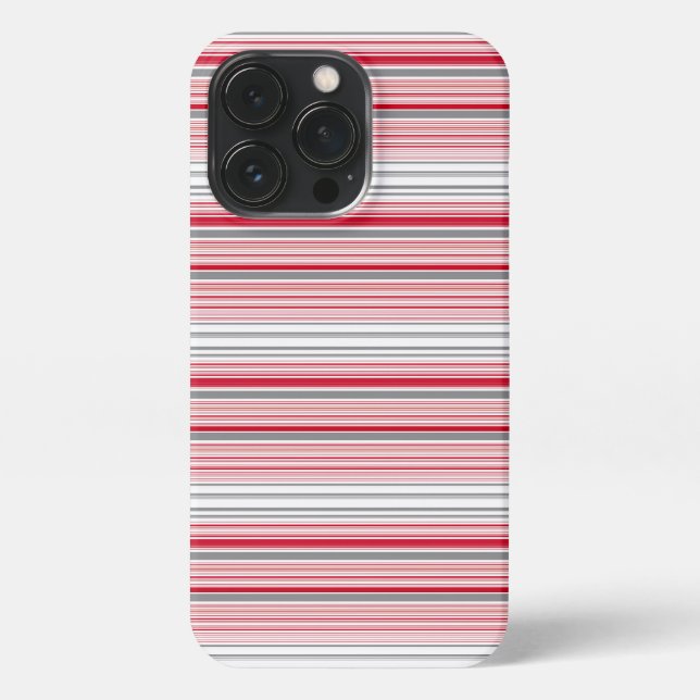 Funda Para iPhone Rayas rojas grises lindas (Reverso)
