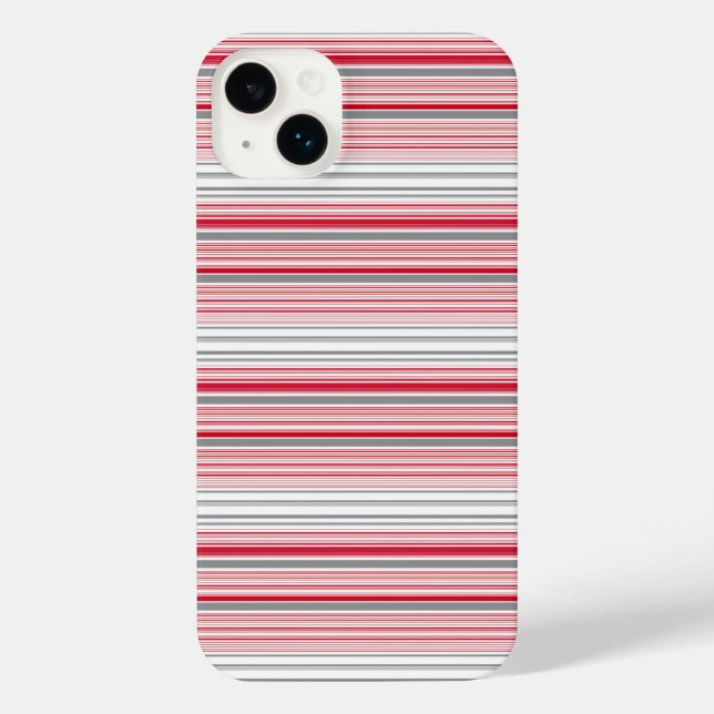 Funda Para iPhone Rayas rojas grises lindas (Reverso )