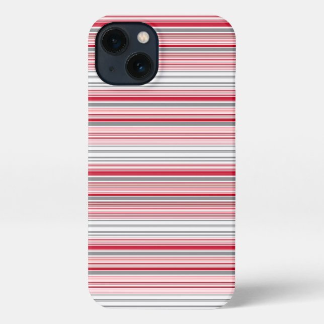 Funda Para iPhone Rayas rojas grises lindas (Reverso )
