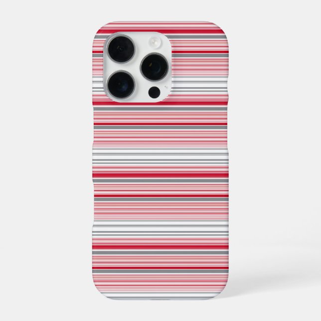 Funda Para iPhone Rayas rojas grises lindas (Reverso)