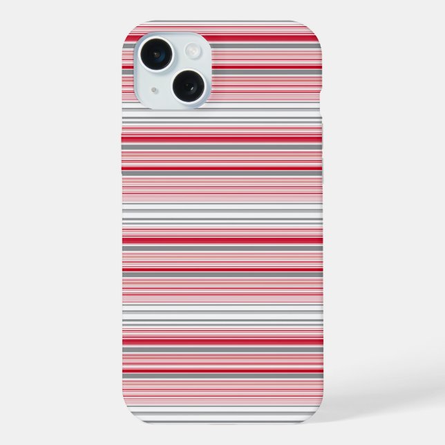 Funda Para iPhone Rayas rojas grises lindas (Reverso )