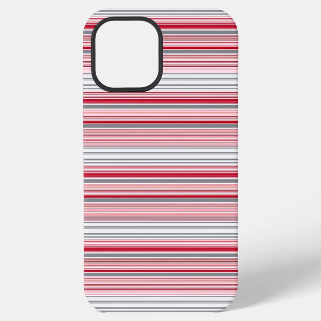 Funda Para iPhone Rayas rojas grises lindas (Reverso )