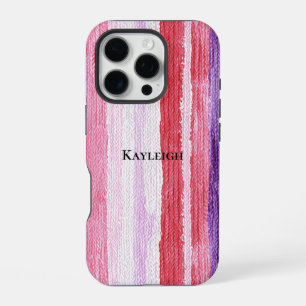Funda Para iPhone 16 Pro Rayas rojas rosadas de Rubor morado Girona