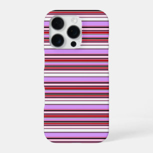 Funda Para iPhone 16 Pro Rayas rojas violetas lindas