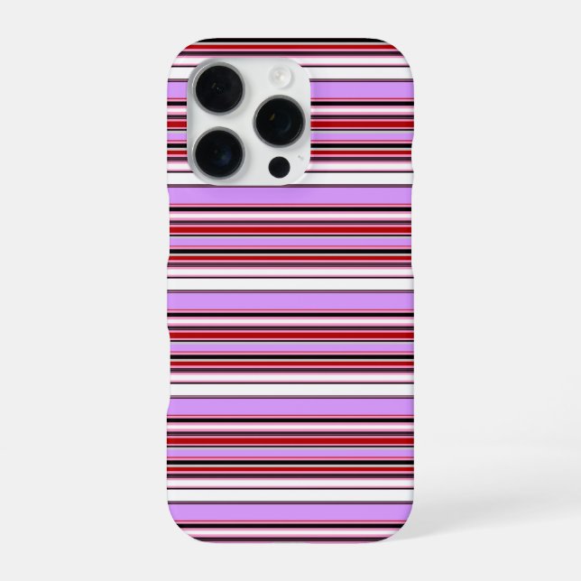Funda Para iPhone Rayas rojas violetas lindas (Reverso)
