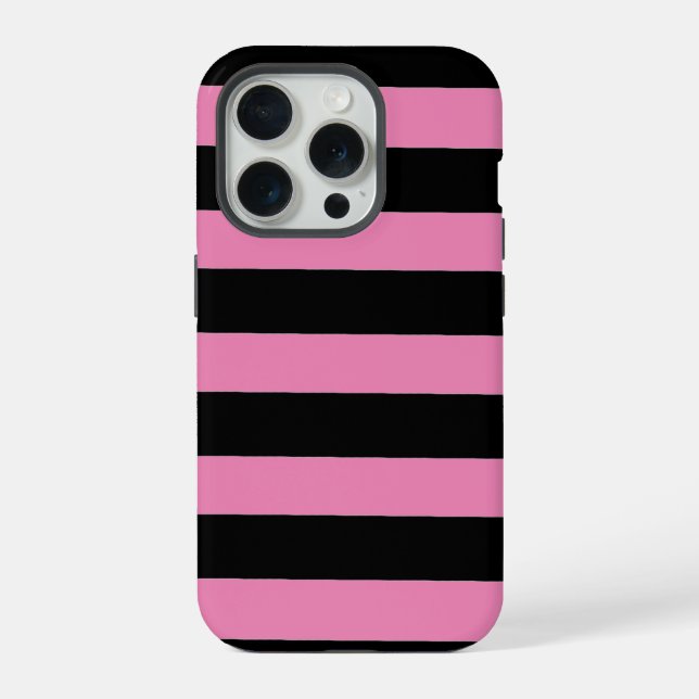 Funda Para iPhone Rayas rosadas y negras (Reverso )