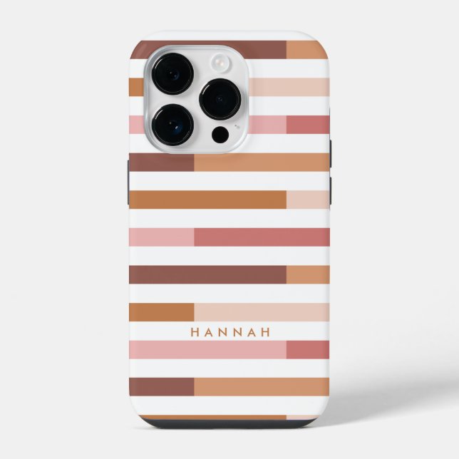 Funda Para iPhone Rayas Rubor Neutral Moderno (Reverso )