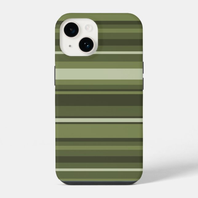 Funda Para iPhone Rayas verde oliva  (Reverso )