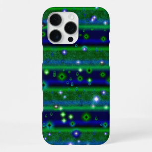 Funda Para iPhone 16 Pro Max Rayas Verdes Azules con Estrellas y Gotitas de Llu