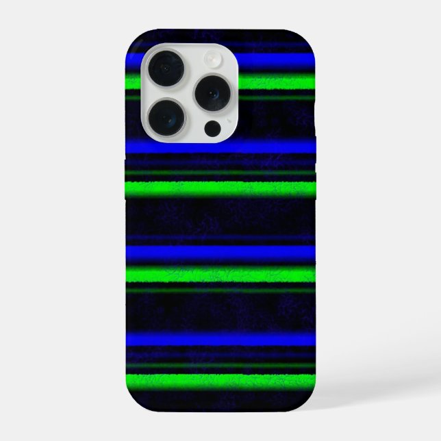 Funda Para iPhone Rayas verdes de color azul negro (Reverso )