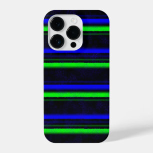 Funda Para iPhone 14 Pro Rayas verdes de color azul negro