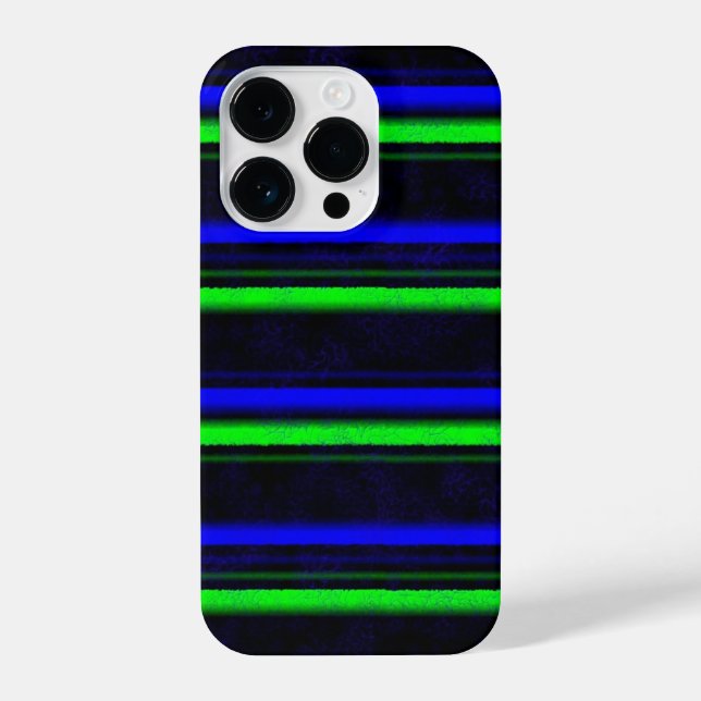 Funda Para iPhone Rayas verdes de color azul negro (Reverso )