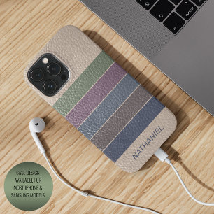 Funda Para iPhone 16 Pro Max Rayas verdes moradas marrón beige azul oscuro pers