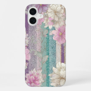 Funda Para iPhone 16 Plus Rayas Verticales Pastel Con Texturas De Encaje