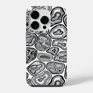 Funda Para iPhone 14 Pro Rebanadas de ágata en blanco y negro