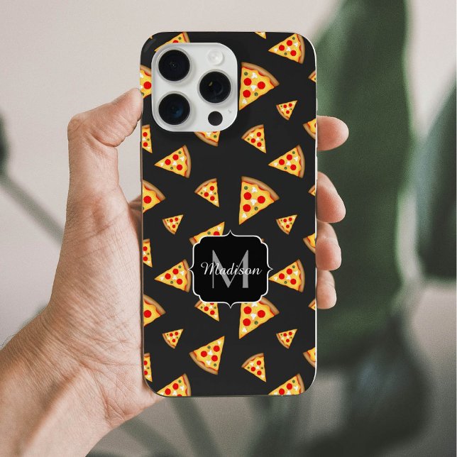 Funda Para iPhone Rebanadas de pizza divertidas y geniales con monog (Subido por el creador)