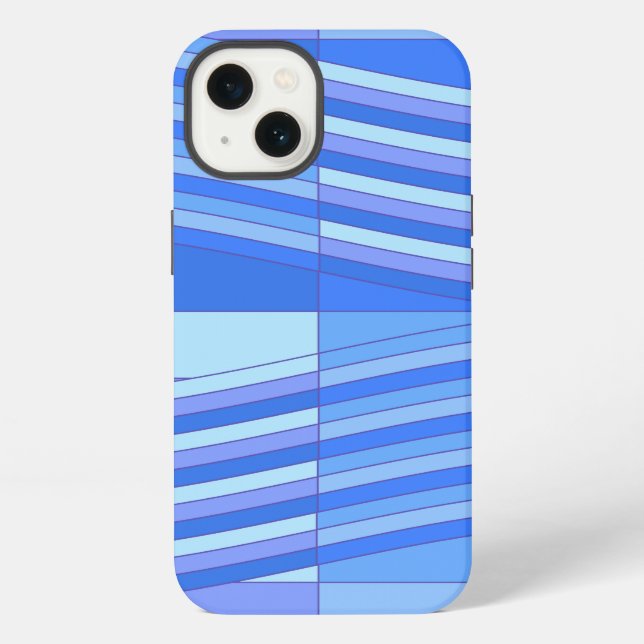 Funda Para iPhone Rectángulos Ondulados Colores Azules (Reverso )