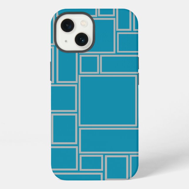 Funda Para iPhone Rectángulos Verde Azulado (Reverso )