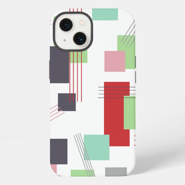 Funda Para iPhone Rectángulos y líneas abstractos  (Reverso )