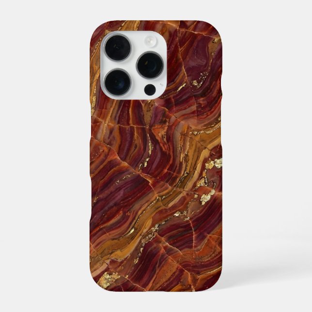 Funda Para iPhone red and gold marble (Reverso)