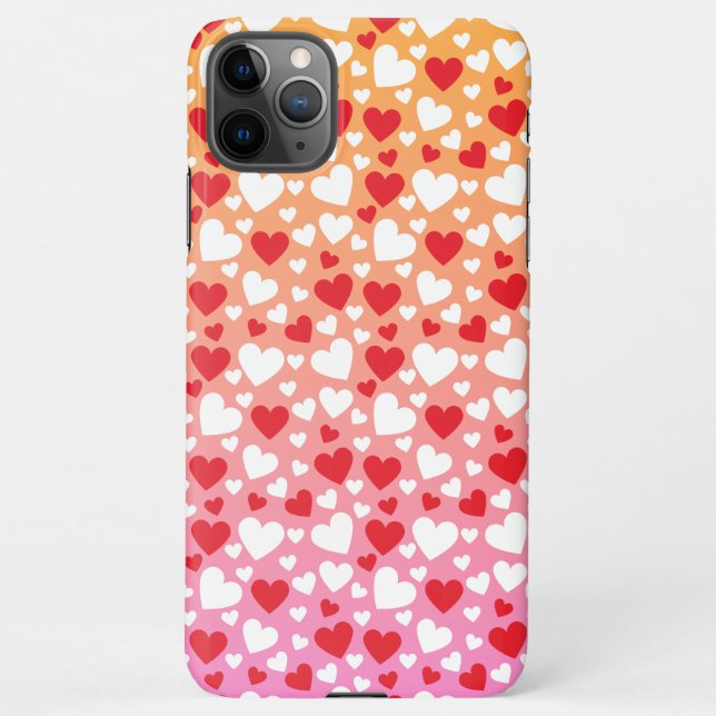 Funda Para iPhone Red and White Hearts Pattern Phone Case (Reverso)