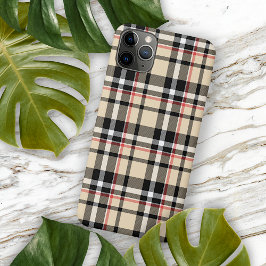 Funda Para iPhone 13 Pro Max Red Beige Tan Black White Scots Patrón de trenzado